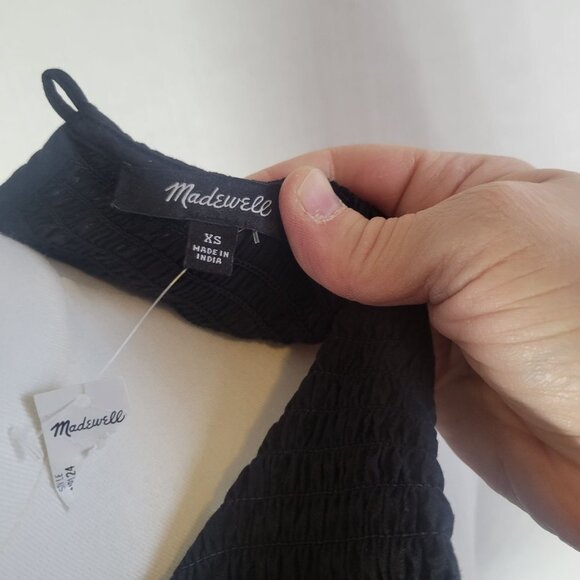 Madewell  The Melody Black Smocked Cotton Sleeveless Midi Tank Dress Size XS - Picture 3 of 8